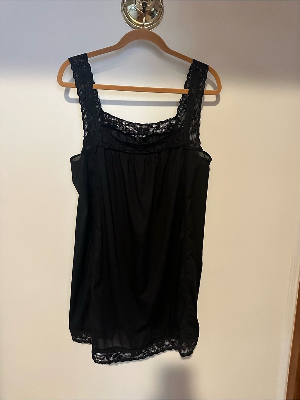 J. Crew Black Lace-Trim Organic Cotton Dress Size Large